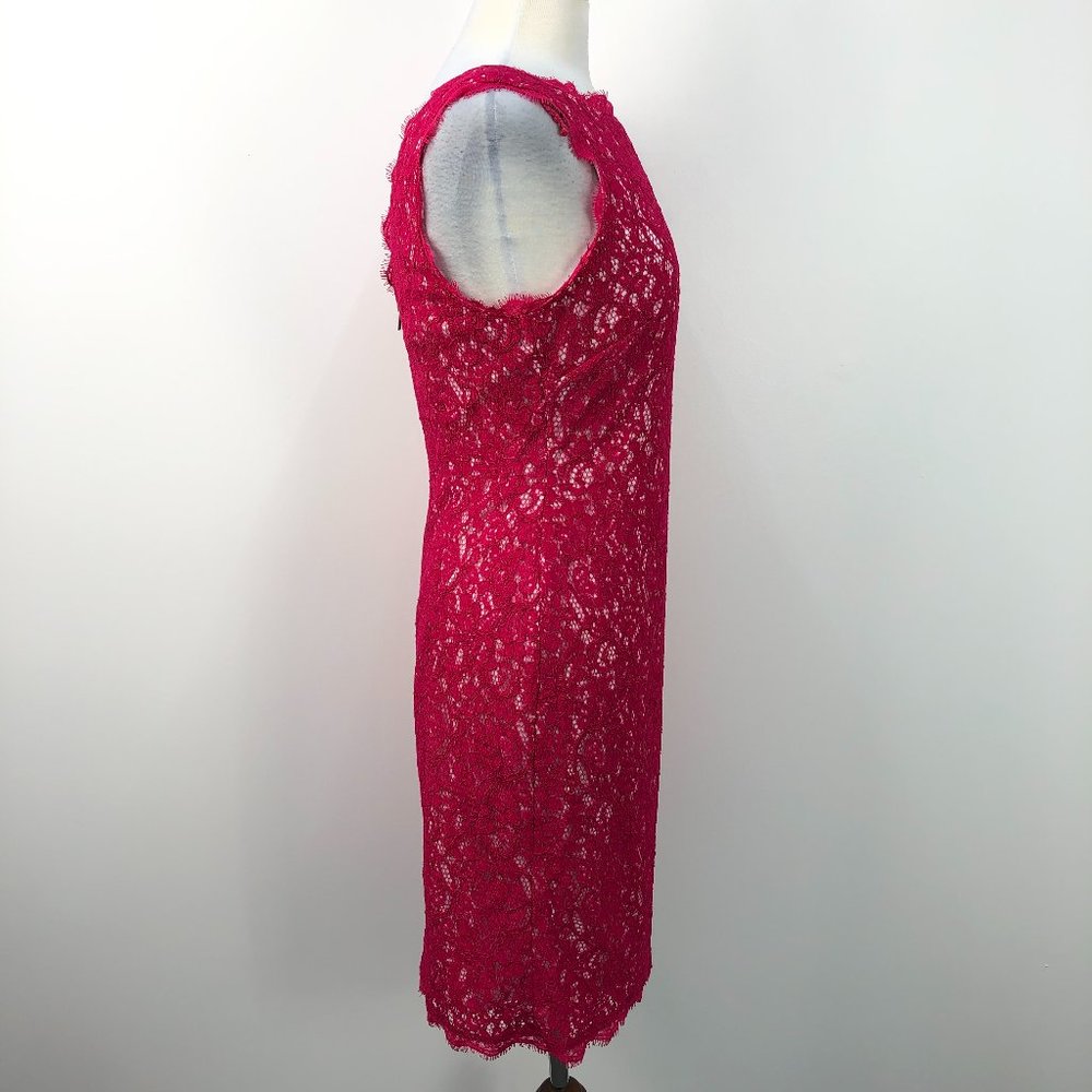 NWT Adrianna Papell Hot Pink Floral Lace Dress - Picture 4 of 10